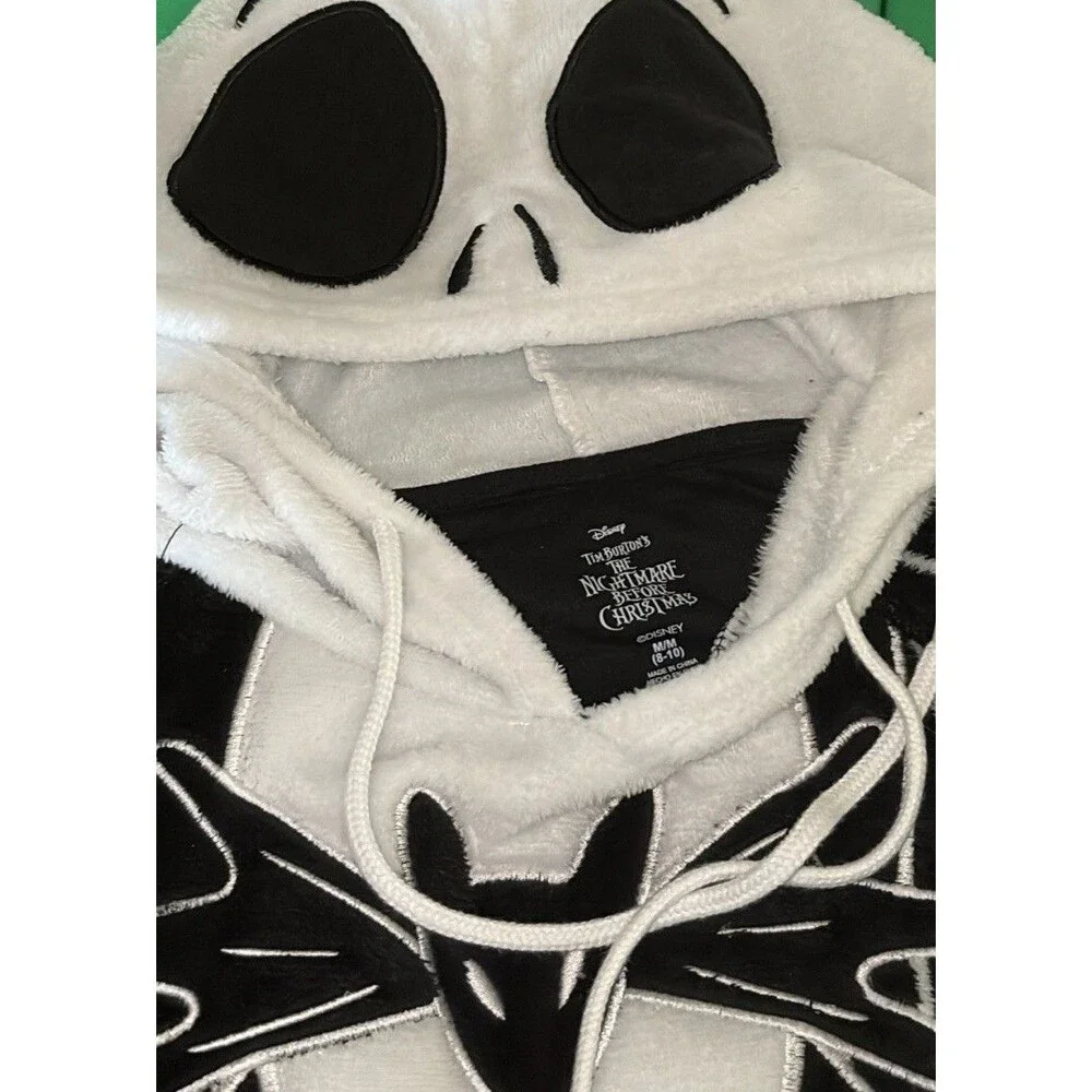 DISNEY Nightmare Before Christmas nightgown Youth Girls M 8/10 nightshirt hooded - Picture 4 of 10